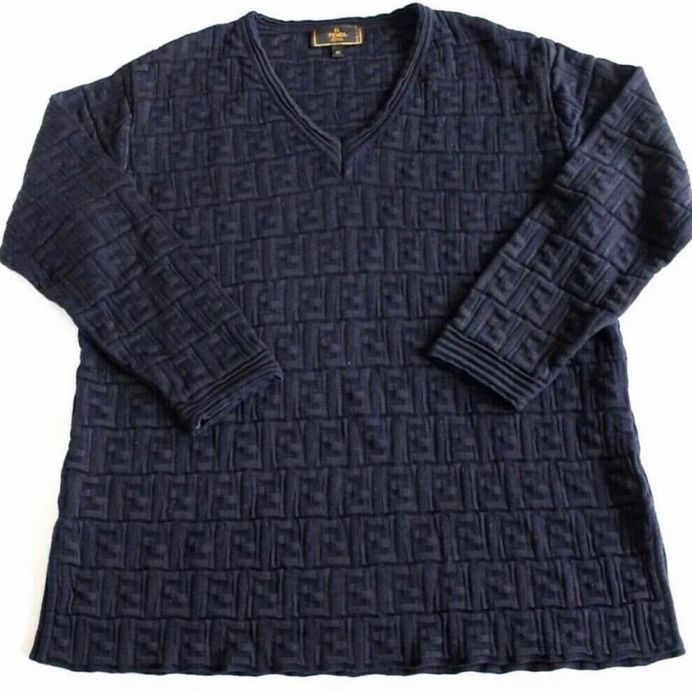 Unisex Fendi FF MONOGRAM LOGO PULLOVER SWEATER L
